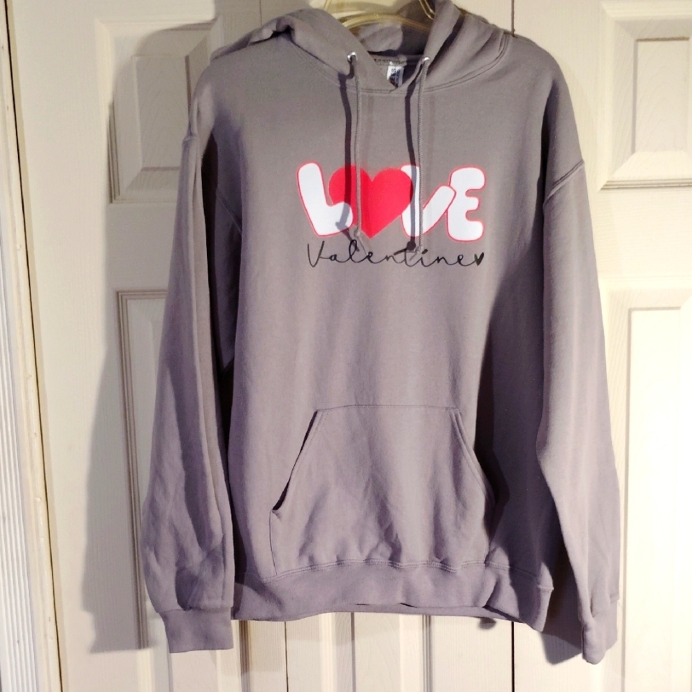 GRAY LOVE VALENTINE HOODIE SIZE MEDIUM